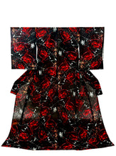 画像をギャラリービューアに読み込む, クリスタルローズ 着物 Black × red