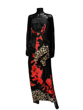画像をギャラリービューアに読み込む, ヒョウ柄に更紗 着物 YOSHIKI CLASSICAL 2026プラン(特急仕立て・5年保証込み) Black