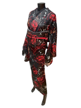 画像をギャラリービューアに読み込む, クリスタルローズ 着物+帯 セットblack × red