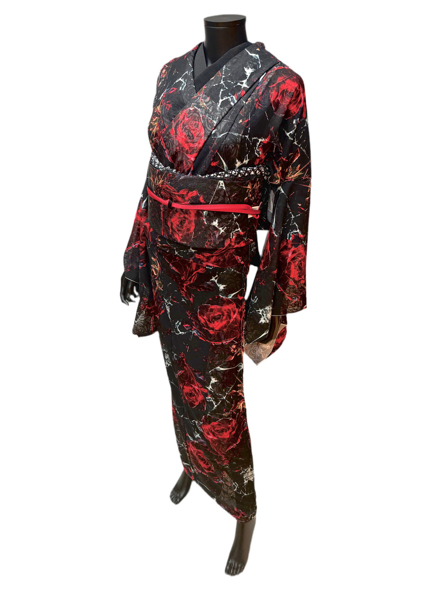 YOSHIKIMONO クリスタルローズ 着物＋帯 セット