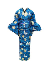 Load image into Gallery viewer, Metallic Dahlia Kimono + Obi Set 2025 Dinner Show Plan (Limited Express Tailoring, 5-year warranty included) Blue