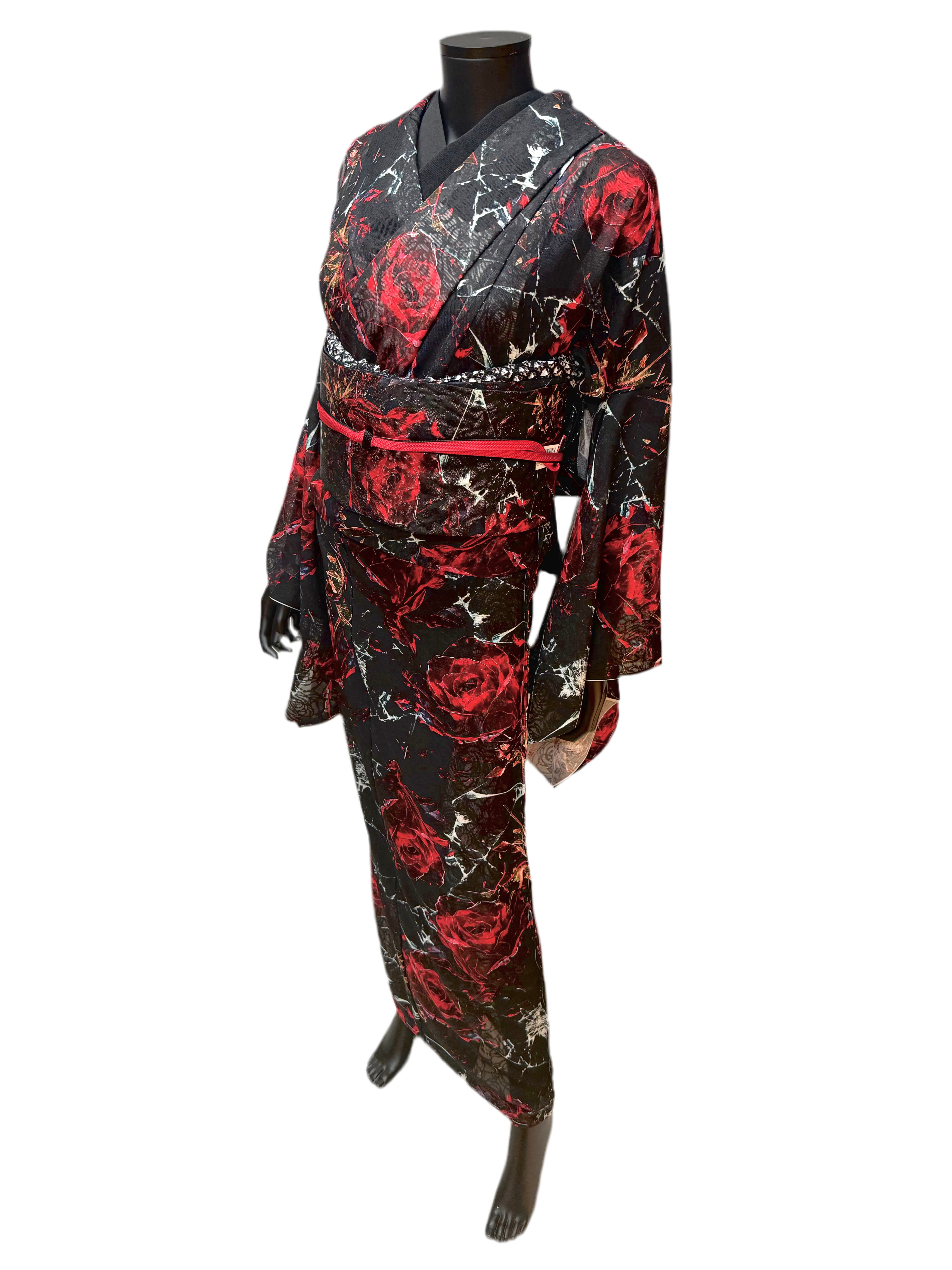 オールドローズ品物 着物&帯 セット販売 YOSHIKIMONO クリスタルローズ 着物＋帯 セット