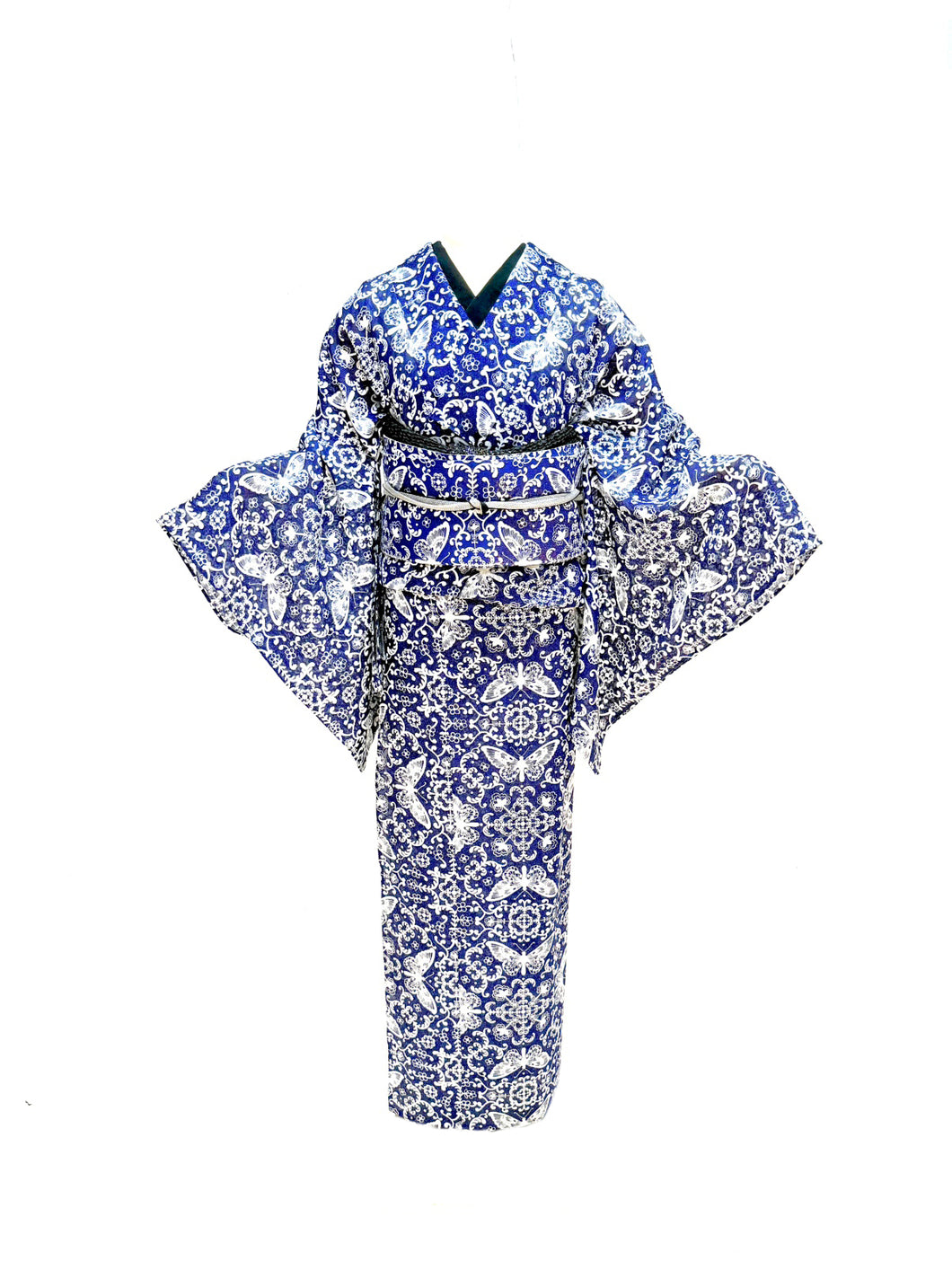 Flower-shaped butterfly kimono + obi set