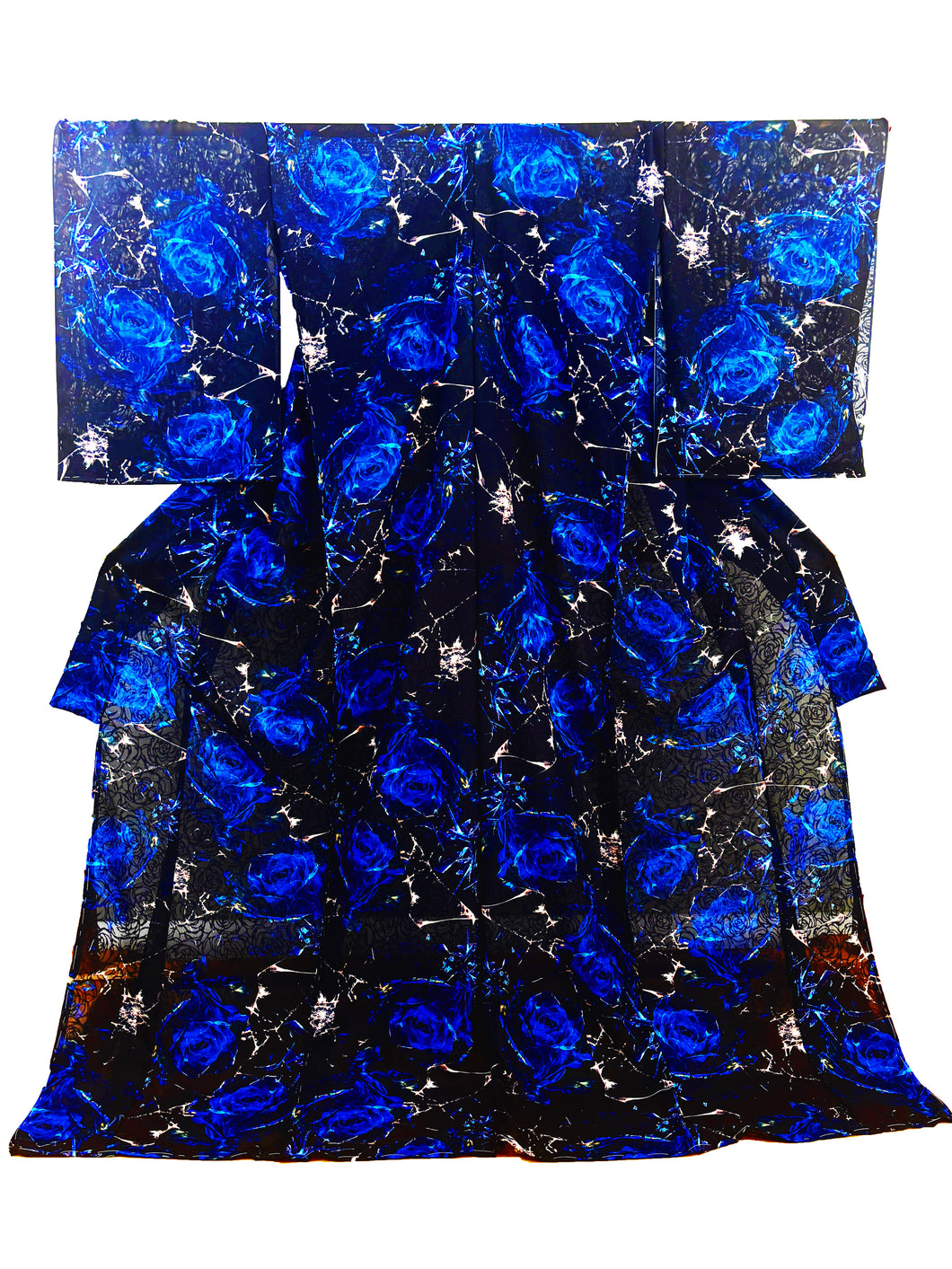 クリスタルローズ　着物　Black × Blue