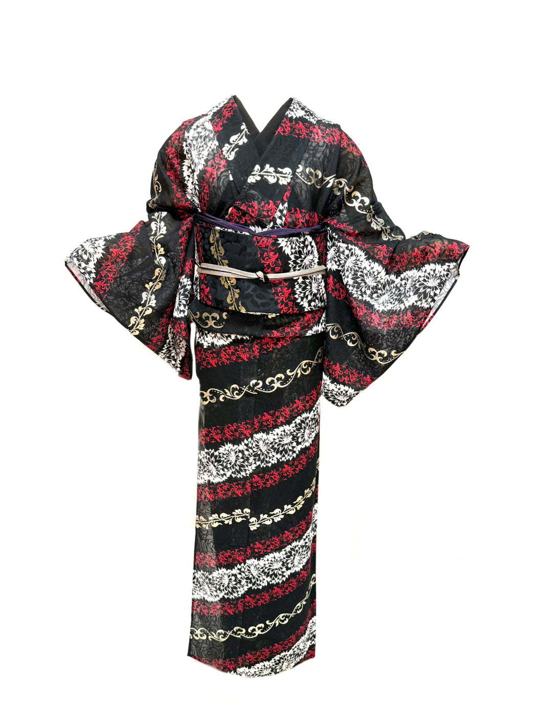 Oblique Dahlia Kimono + Obi Set